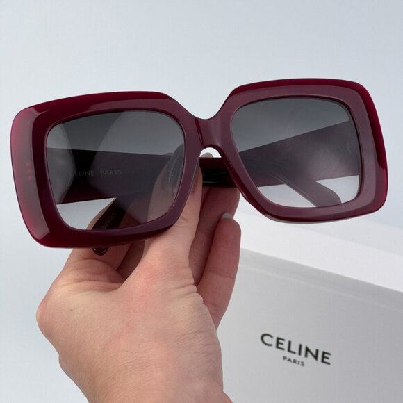 Celine CL40263F 69B 3 DOTS  BRAND NEW Sunglasses Bordeaux Gradient Smoke Women - Picture 2 of 10